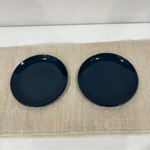 IKEA Salad Plates Lot of Two Fargrik Cobalt Blue Glazed Size 8" 21963 Stoneware